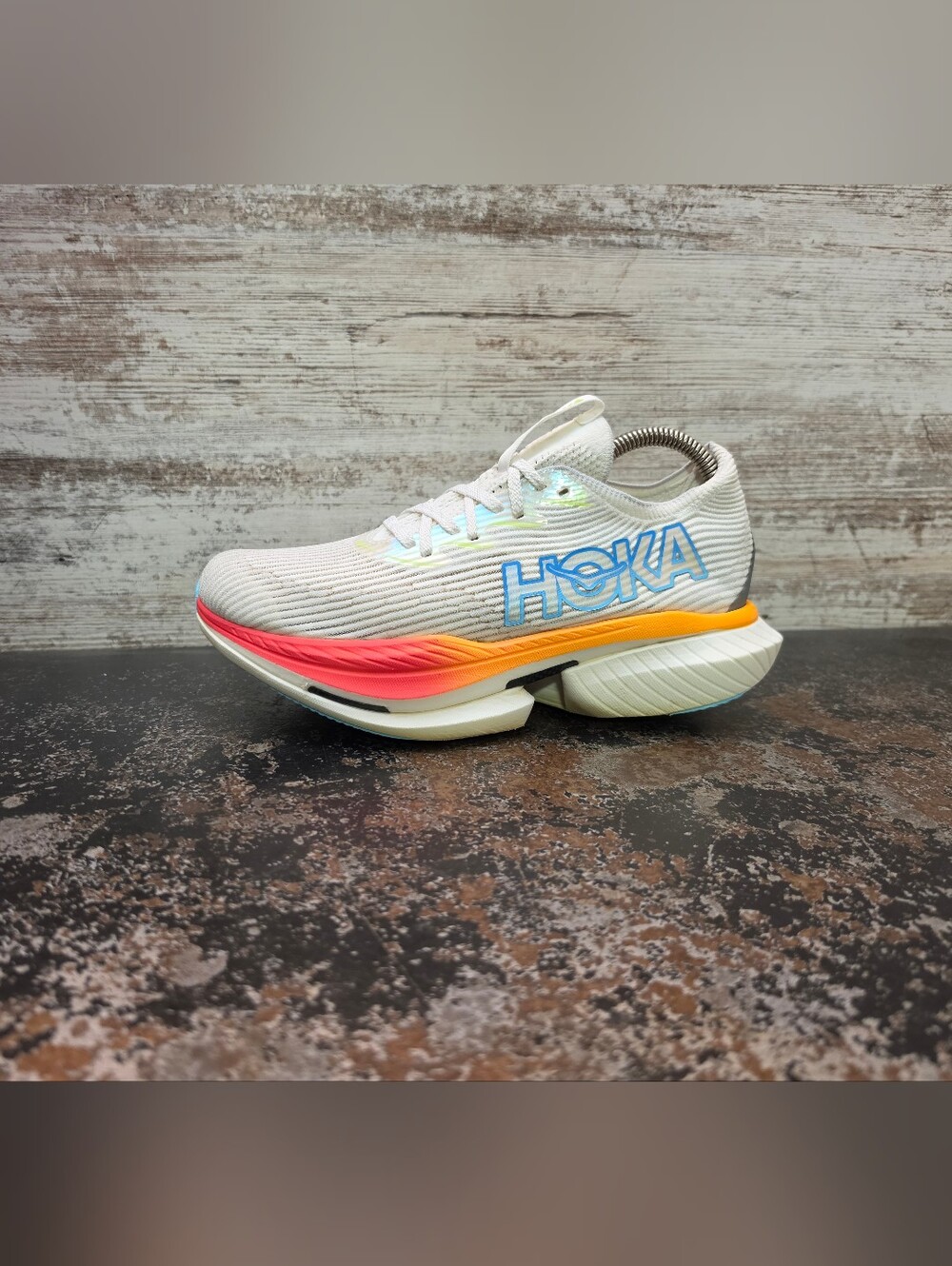Womens Hoka One One Cielo X1 Running Shoes Sz 8 Used White Mesh